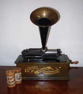 Drawing of an Edison wax cylinder Phonograph